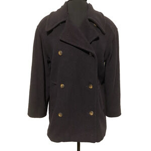 VTG Tweeds Womens Black Wool Peacoat Size Small Old Money Preppy Double Breasted